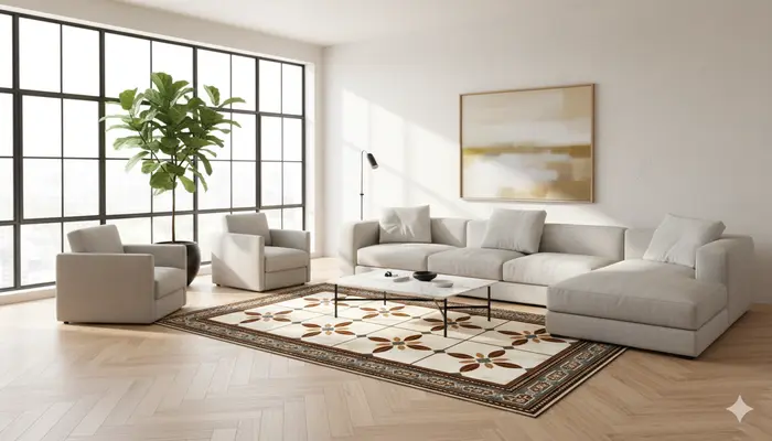 שטיח פי.וי.סי לבית ולמשרד - שטיח אריחים דגם ";מרקש 1";