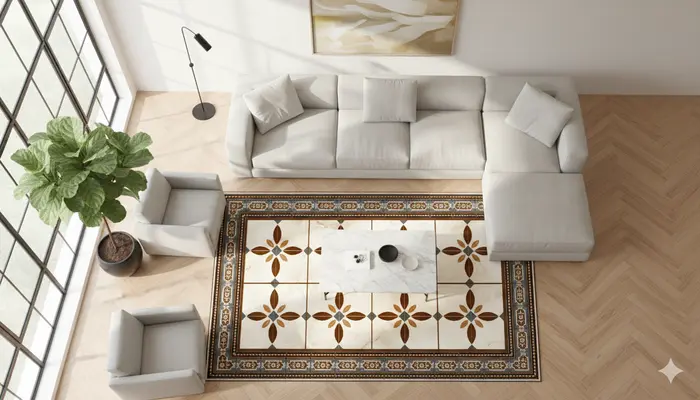 שטיח פי.וי.סי לבית ולמשרד - שטיח אריחים דגם ";מרקש 1";