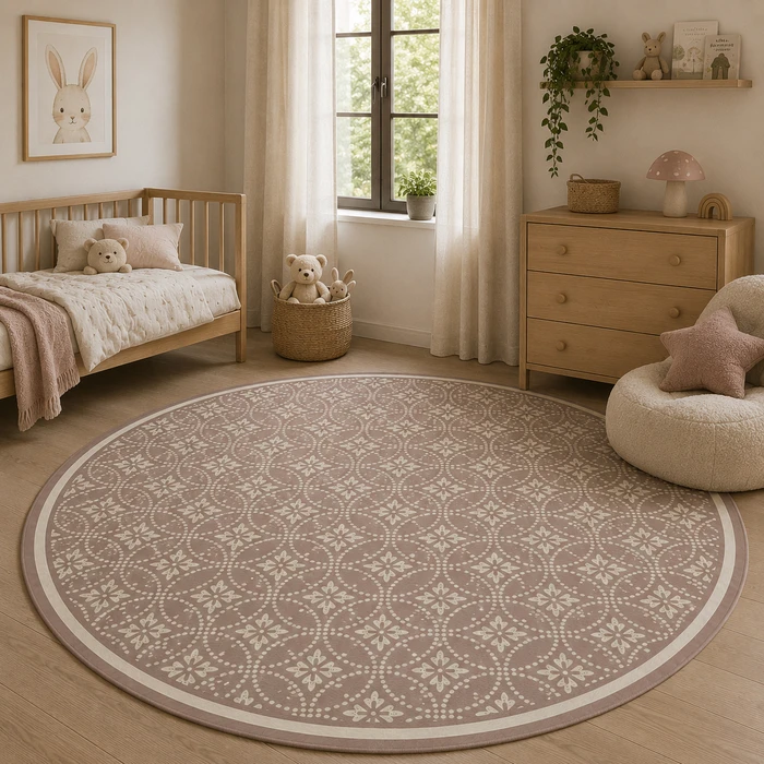 שטיח פי וי סי עגול אריח מרוקאי - דגם Moroccan pattern