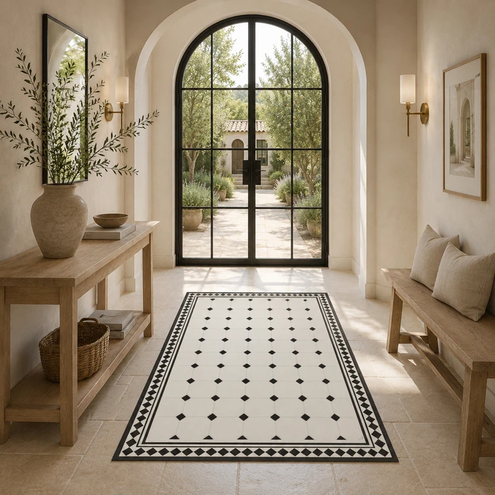 שטיח פיויסי מינימליסטי - Victorian pattern- שטיח פיויסי שחור לבן