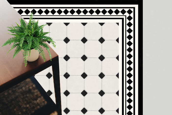 שטיח פיויסי מינימליסטי - Victorian pattern- שטיח פיויסי שחור לבן