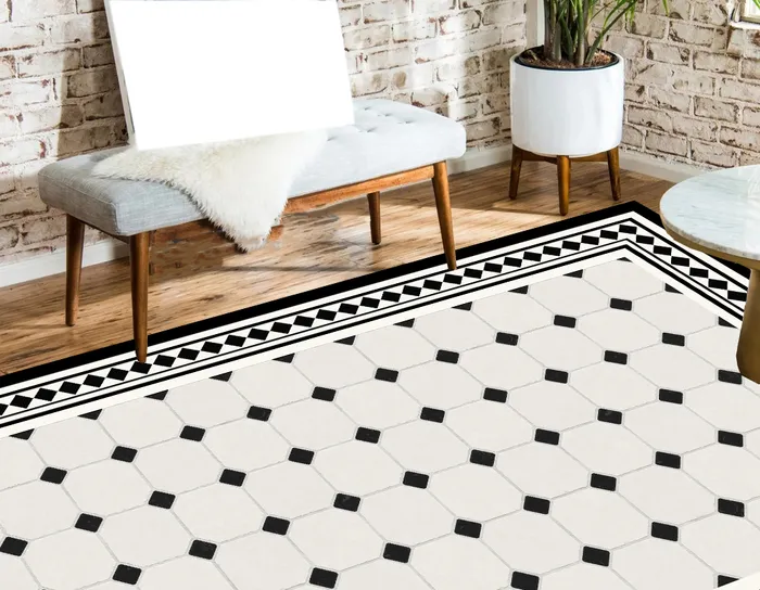 שטיח פיויסי מינימליסטי - Victorian pattern- שטיח פיויסי שחור לבן