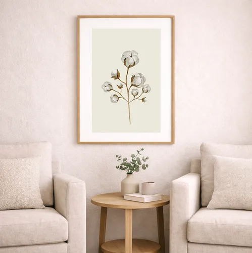 ענף כותנה בעיצוב מינימליסטי