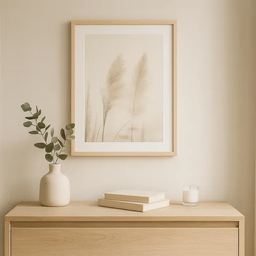 תמונת פמפס טבעית בעיצוב סקנדינבי | תמונה מינימליסטית בגווני בז'