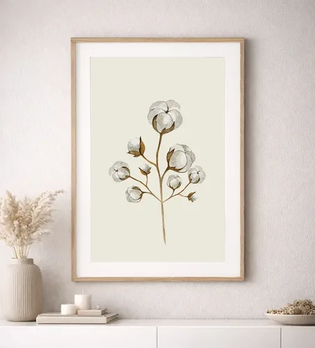 ענף כותנה בעיצוב מינימליסטי