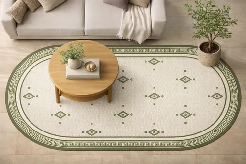 שטיח פיויסי אובלי דמוי פסיפס דגם "הרמס" 3 - Oval Vinyl Rug